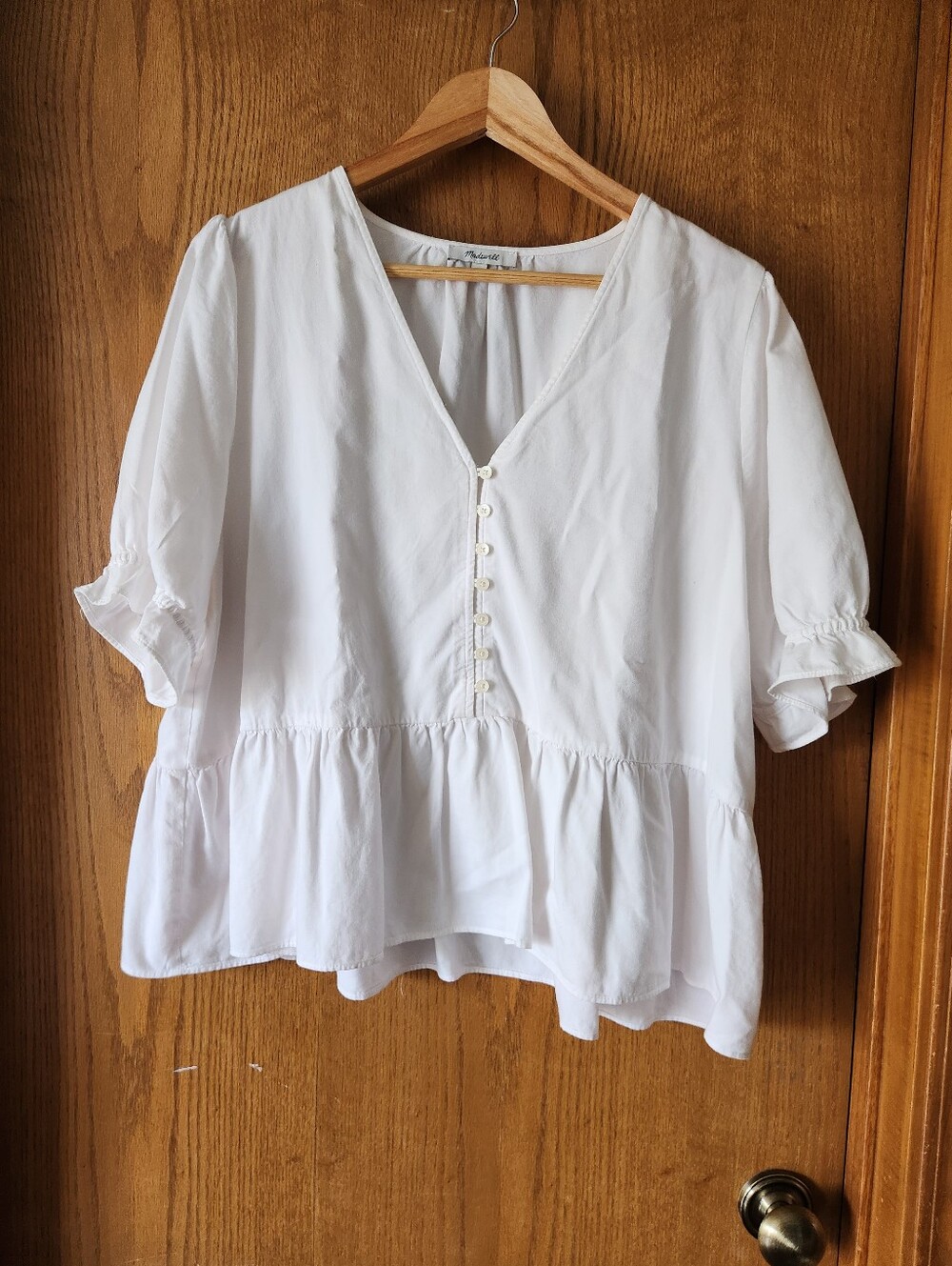 Madewell White Peplum Blouse